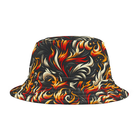 Fire & Flames Bold Streetwear Statement Bucket Hat - 8404 Design-55