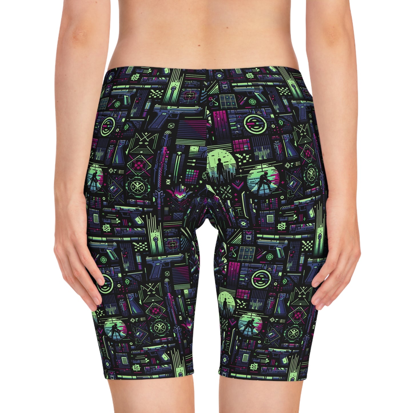 Tech Noir Futuristic Cyberpunk Women's Bike Shorts - 8404 Design-63