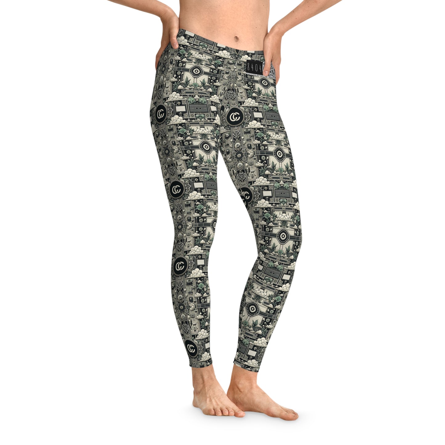 Cyber Garden Party Tech Garden Extravaganza Stretch Leggings - 8404 Design-54