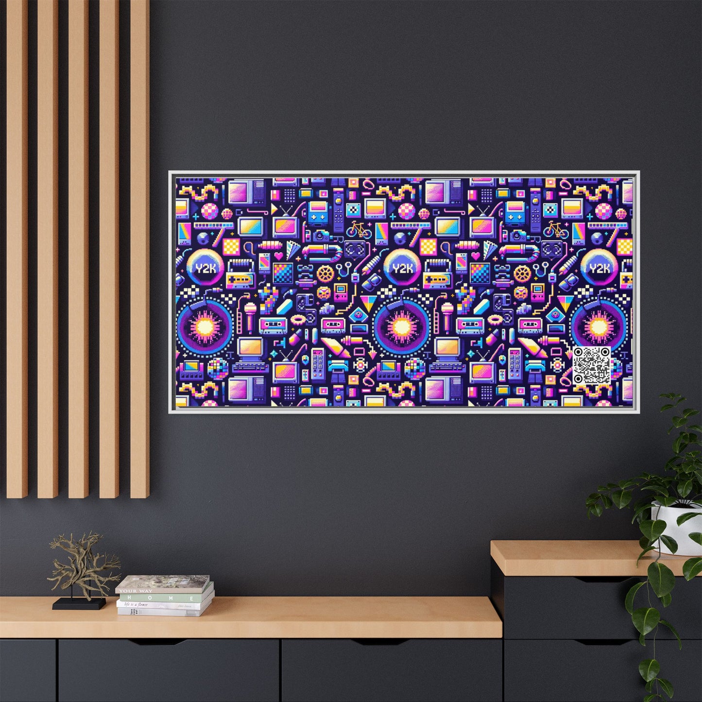 Digital Nostalgia Modern Retro Fusion Matte Canvas, Framed (multi-Color) - 8404 Design-64 B