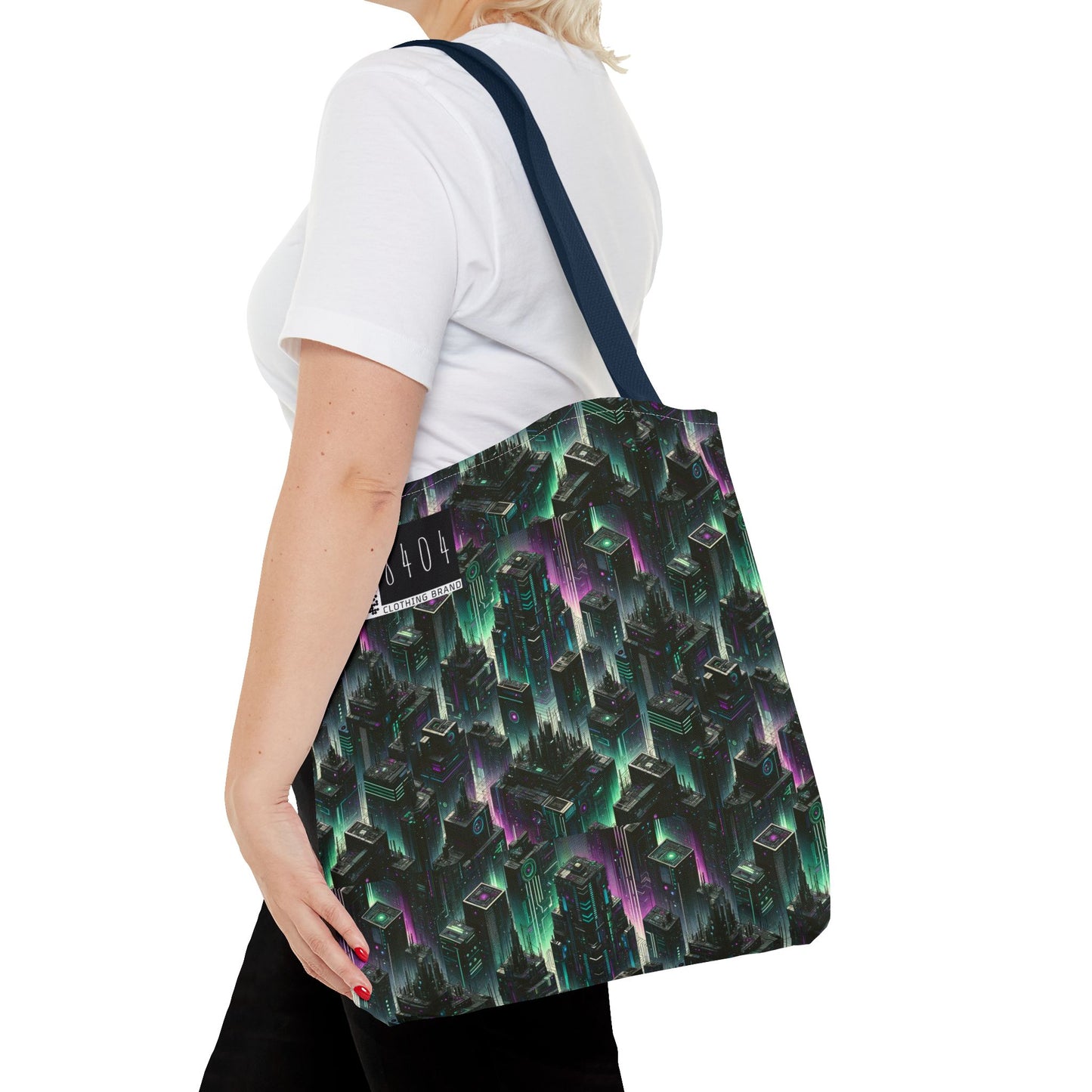 Tech Noir Aesthetics Tech-Forward Urban Dystopia Tote Bag - 8404 Design-44