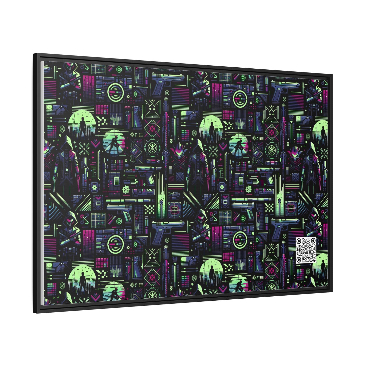 Tech Noir Futuristic Cyberpunk Matte Canvas, Framed (multi-Color) - 8404 Design-63 A