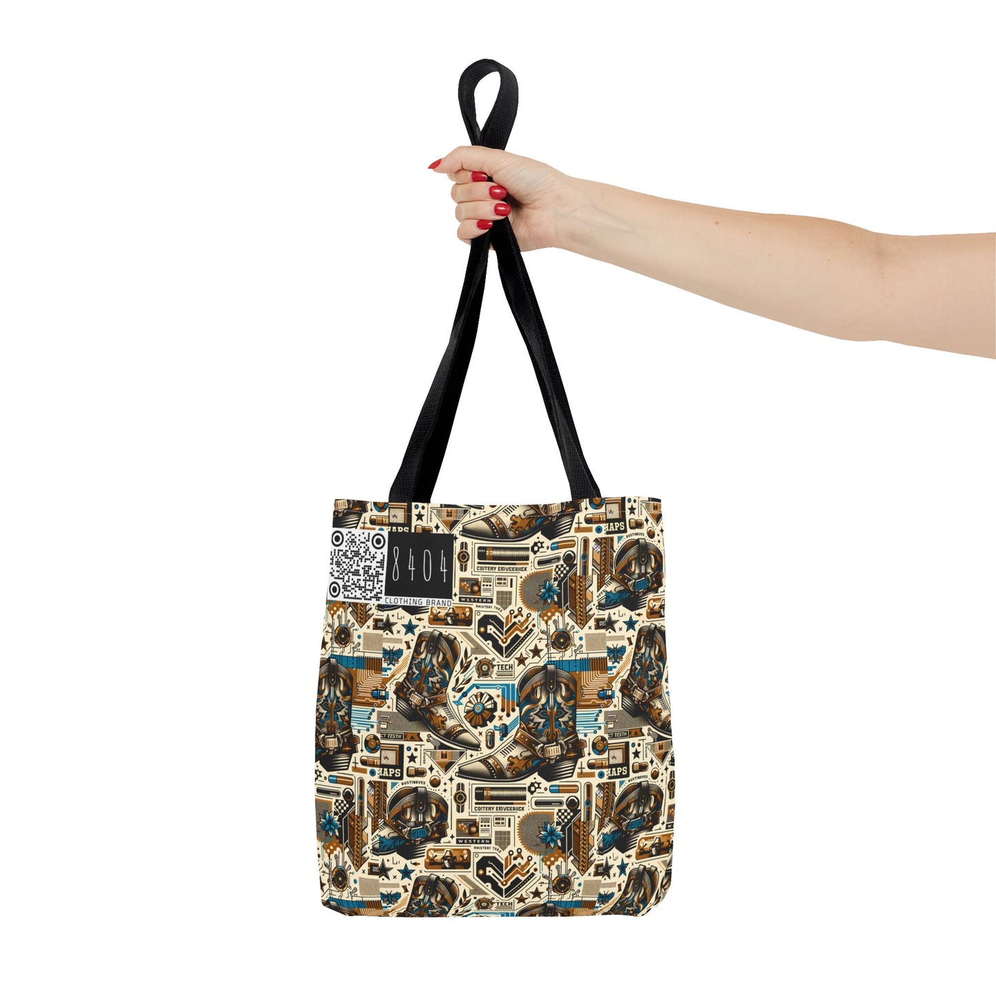 Digital Cowboy Chic Tech-Infused Western Fusion Tote Bag - 8404 Design-45