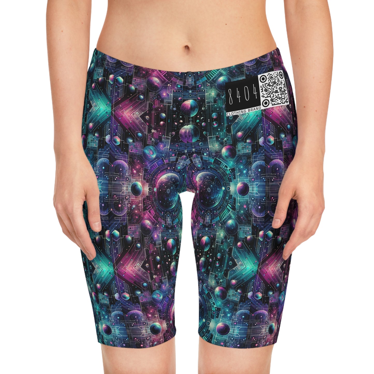 Galactic Hues Tech-Forward Cosmic Fusion Women's Bike Shorts - 8404 Design-59