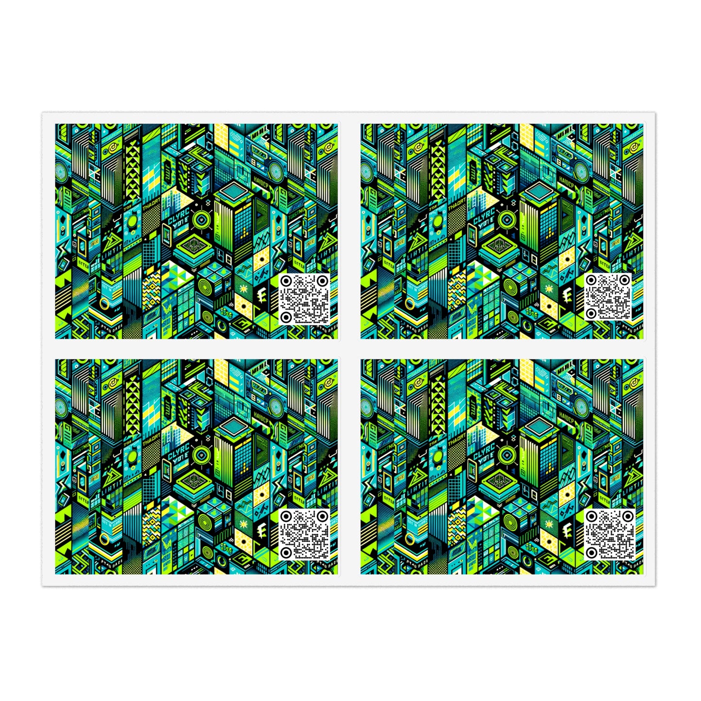 Tech-Infused Neon Tech-Forward Streetwear Sticker Sheets - 8404 Design-61