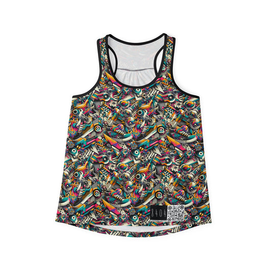 Urban Graffiti Fusion Eclectic Street Art Meets Modern Tech Culture Women's Tank Top - 8404 Design-55