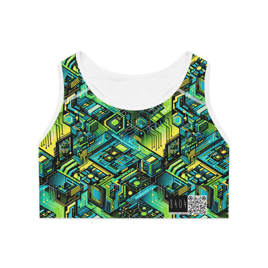 Tech-Infused Neon Tech-Forward Streetwear Sports Bra - 8404 Design-38