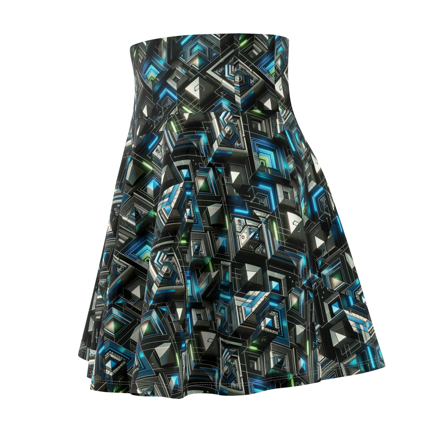 Tech-Infused Futurism Futuristic Tech Women's Skater Skirt - 8404 Design-61