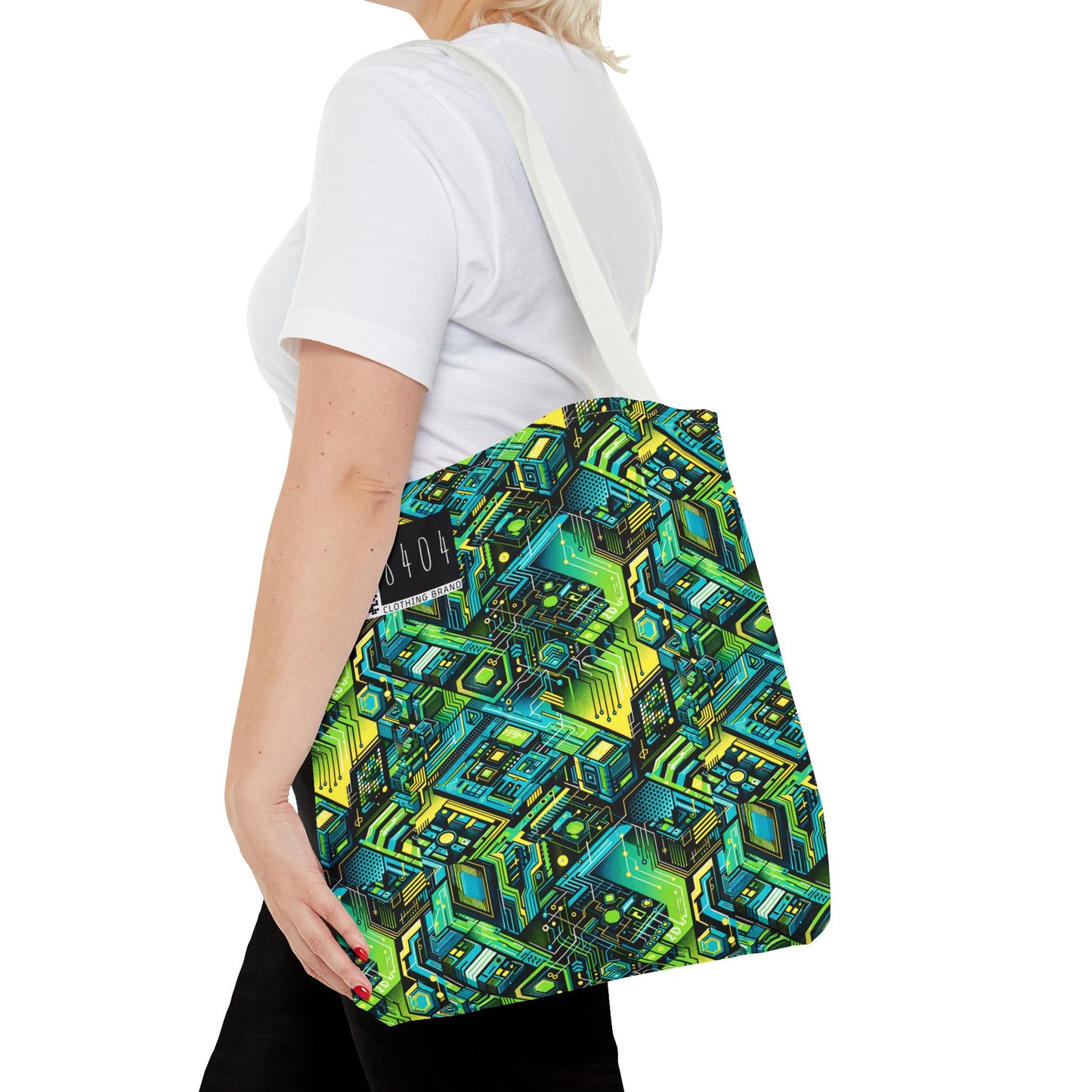 Tech-Infused Neon Tech-Forward Streetwear Tote Bag - 8404 Design-38