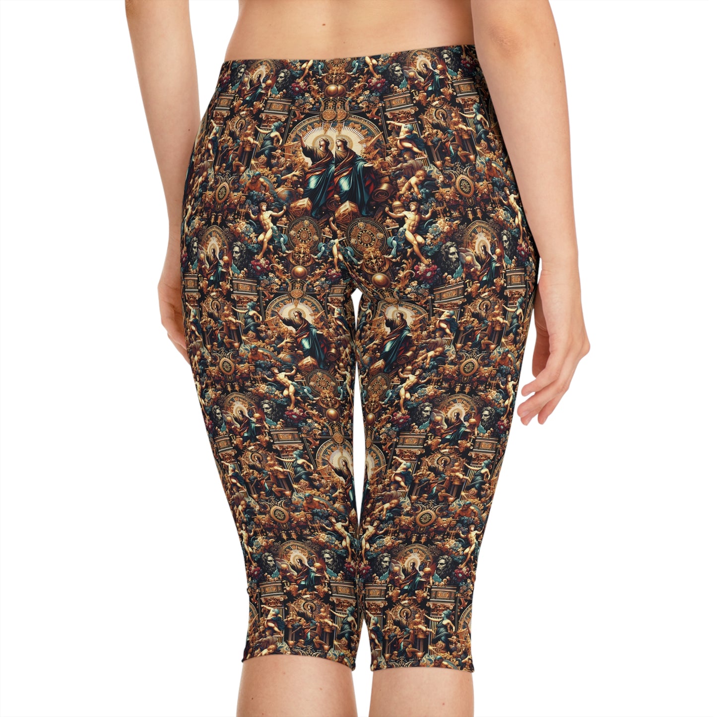 Digital Renaissance Luxurious Streetwear Inspired By Classical Art With a Modern Twist Women's Capri Leggings - 8404 Design-64