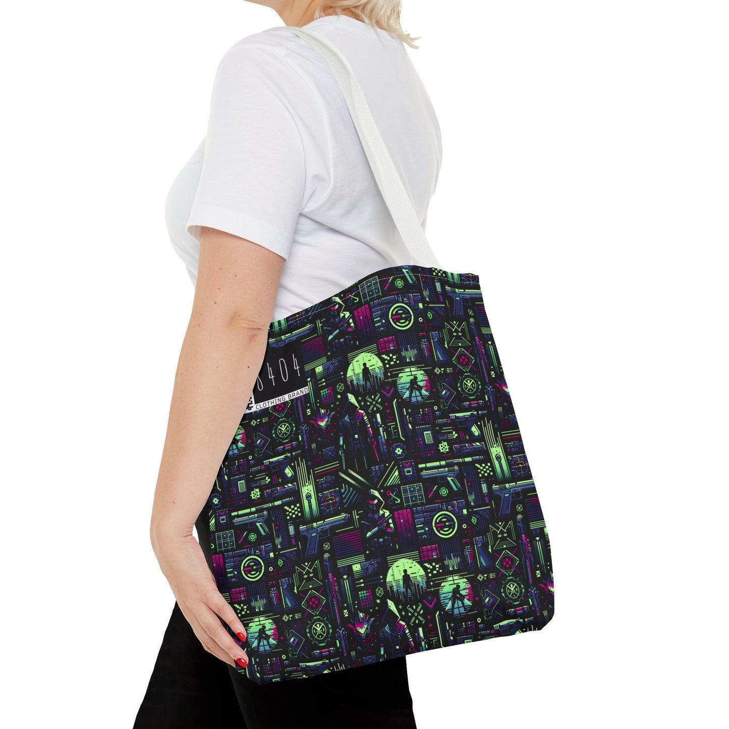Tech Noir Futuristic Cyberpunk Tote Bag - 8404 Design-63