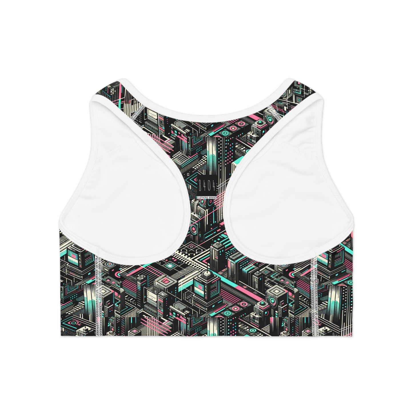 Digital Dreamland Tech-Inspired Streetwear Sports Bra - 8404 Design-51