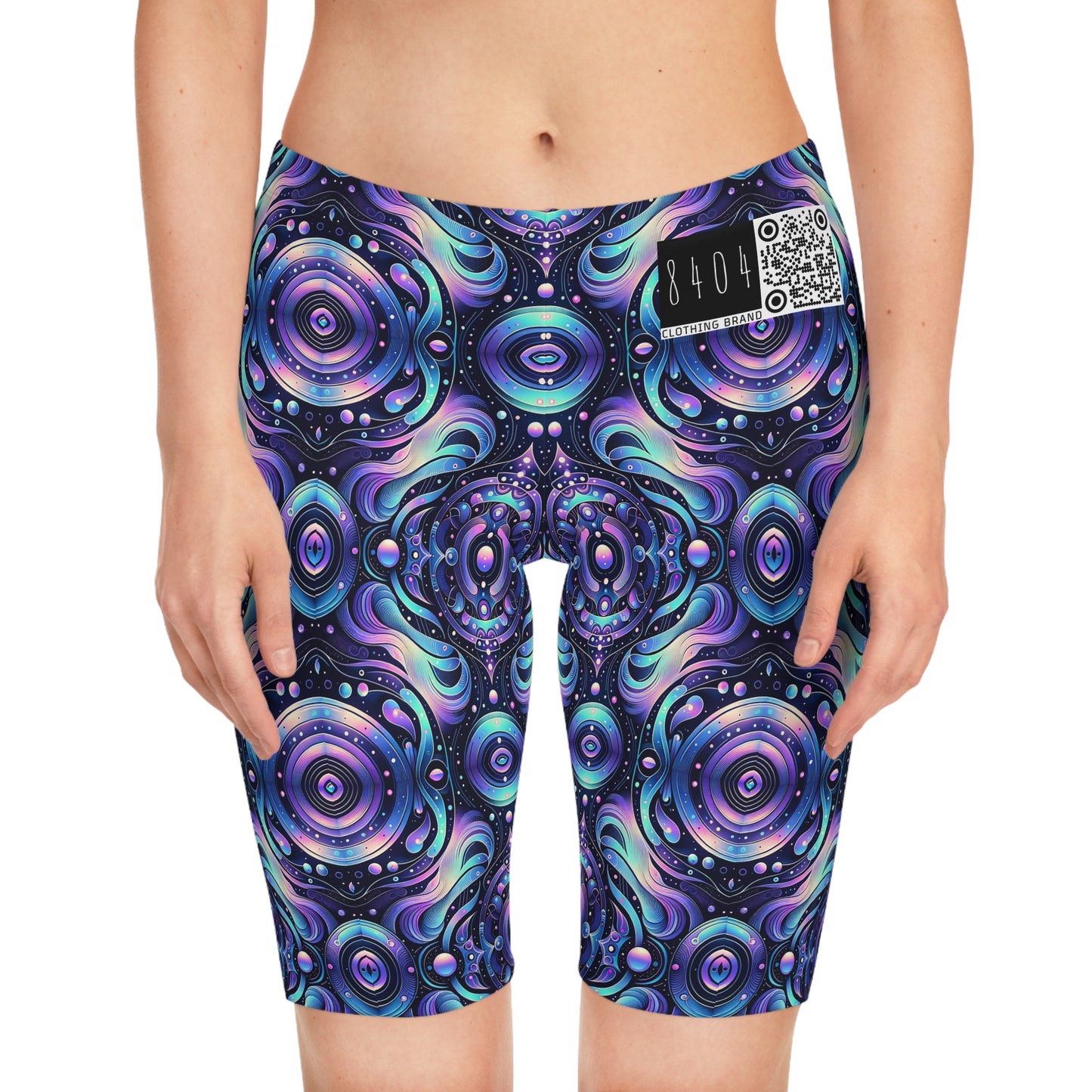 Iridescent Tech Fusion Tech-Forward Streetwear Women's Bike Shorts - 8404 Design-62