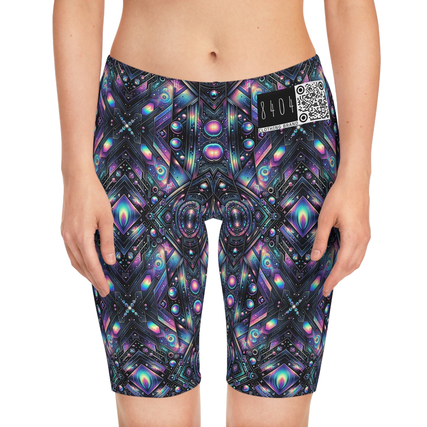 Galactic Hues Tech-Forward Cosmic Fusion Women's Bike Shorts - 8404 Design-58