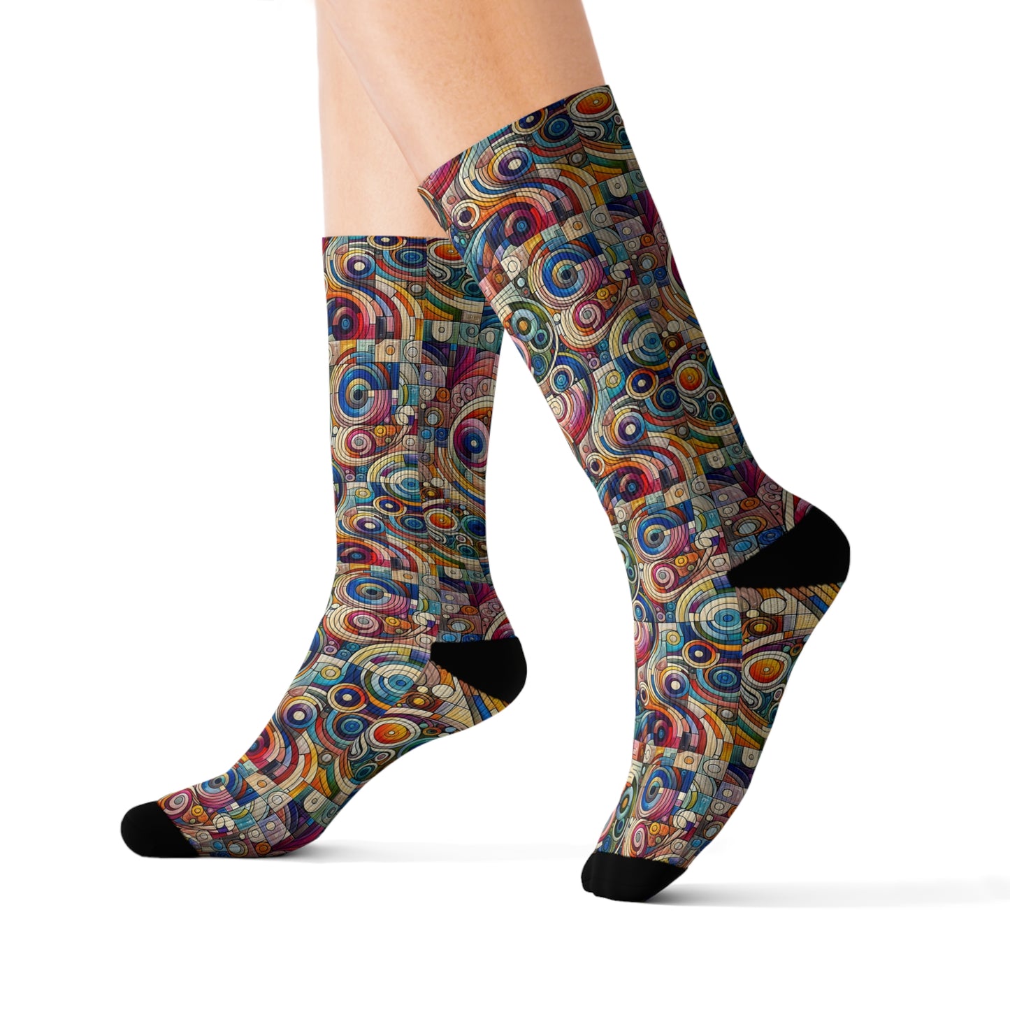 Digital Artistic Expression Artistic Streetwear Sublimation Socks - 8404 Design-49