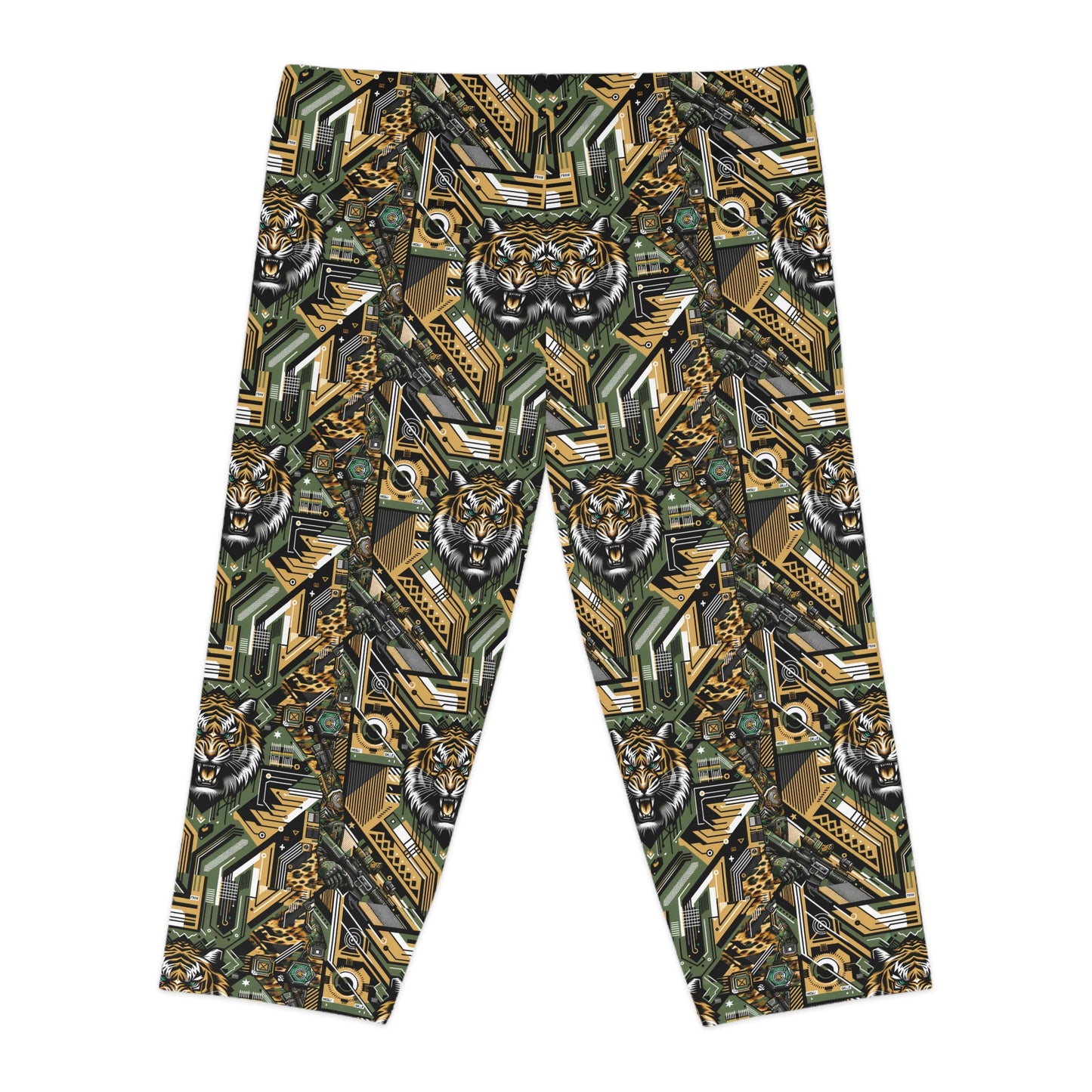 Neo-Camo Fusion Tech-Forward Streetwear Women's Capri Leggings - 8404 Design-58