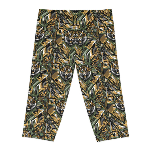 Neo-Camo Fusion Tech-Forward Streetwear Women's Capri Leggings - 8404 Design-58