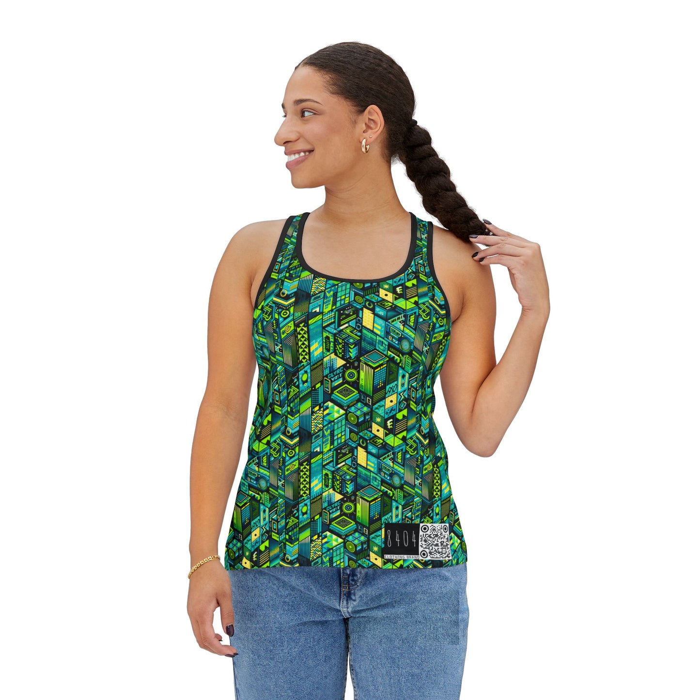 Tech-Infused Neon Tech-Forward Streetwear Women's Tank Top - 8404 Design-61