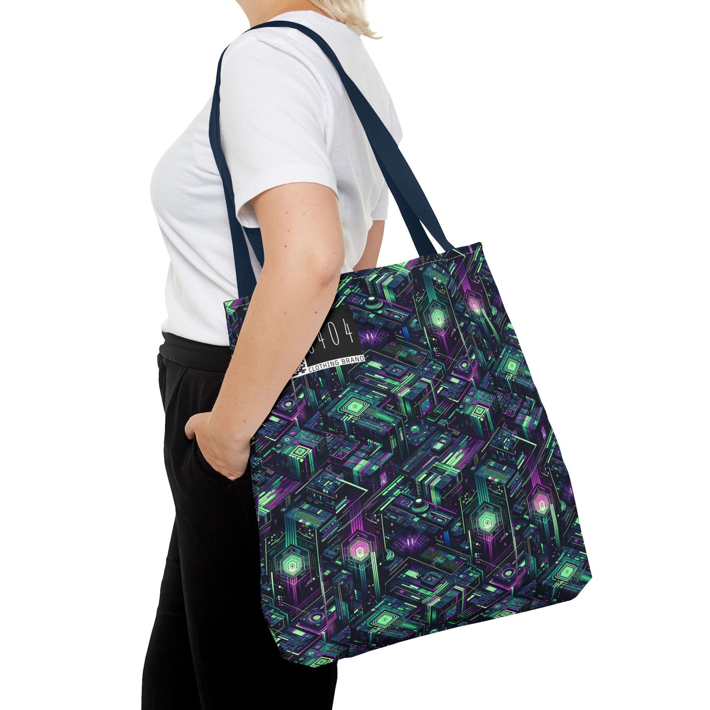 Tech Noir Aesthetics Tech-Forward Urban Dystopia Tote Bag - 8404 Design-43