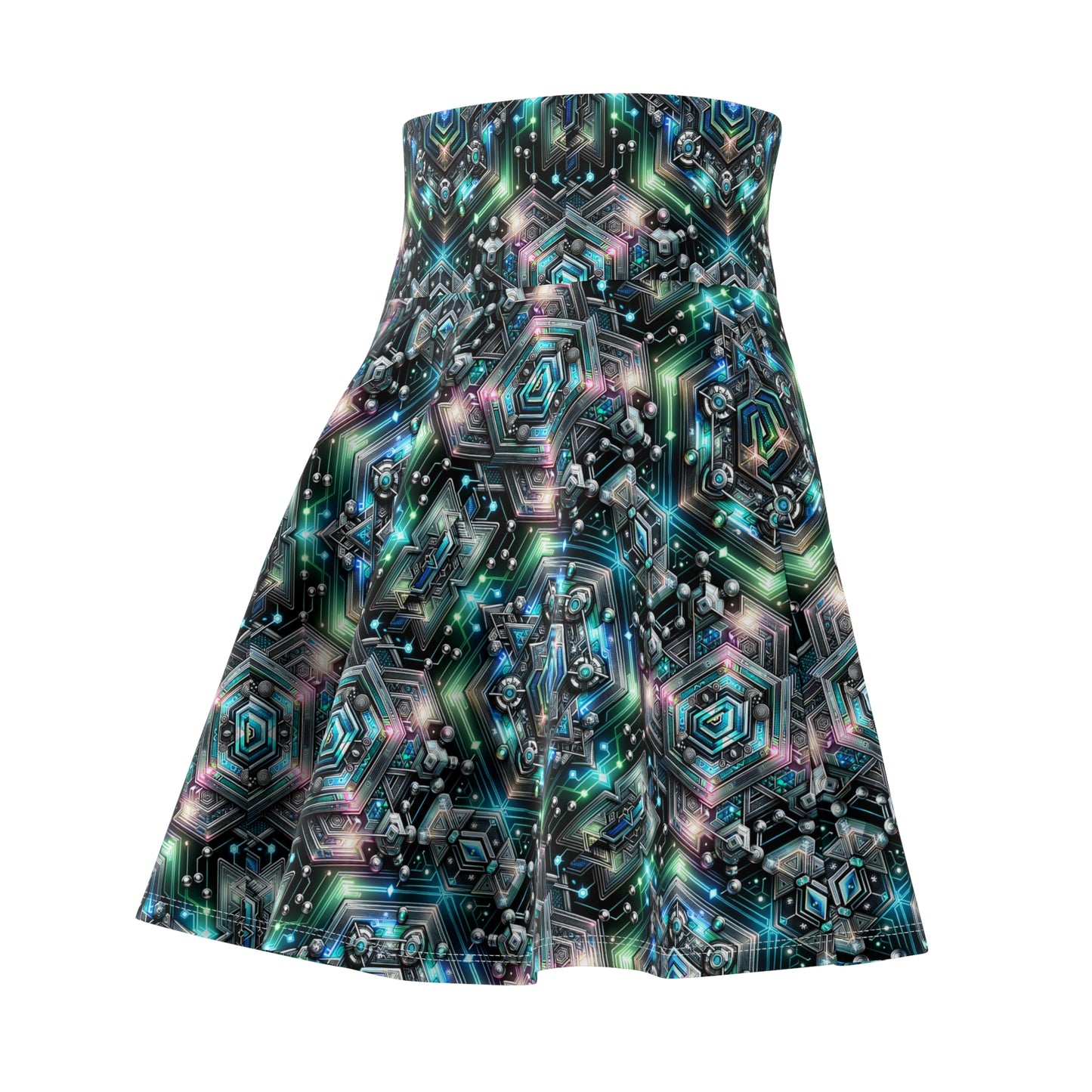 Tech-Infused Futurism Futuristic Tech Women's Skater Skirt - 8404 Design-63
