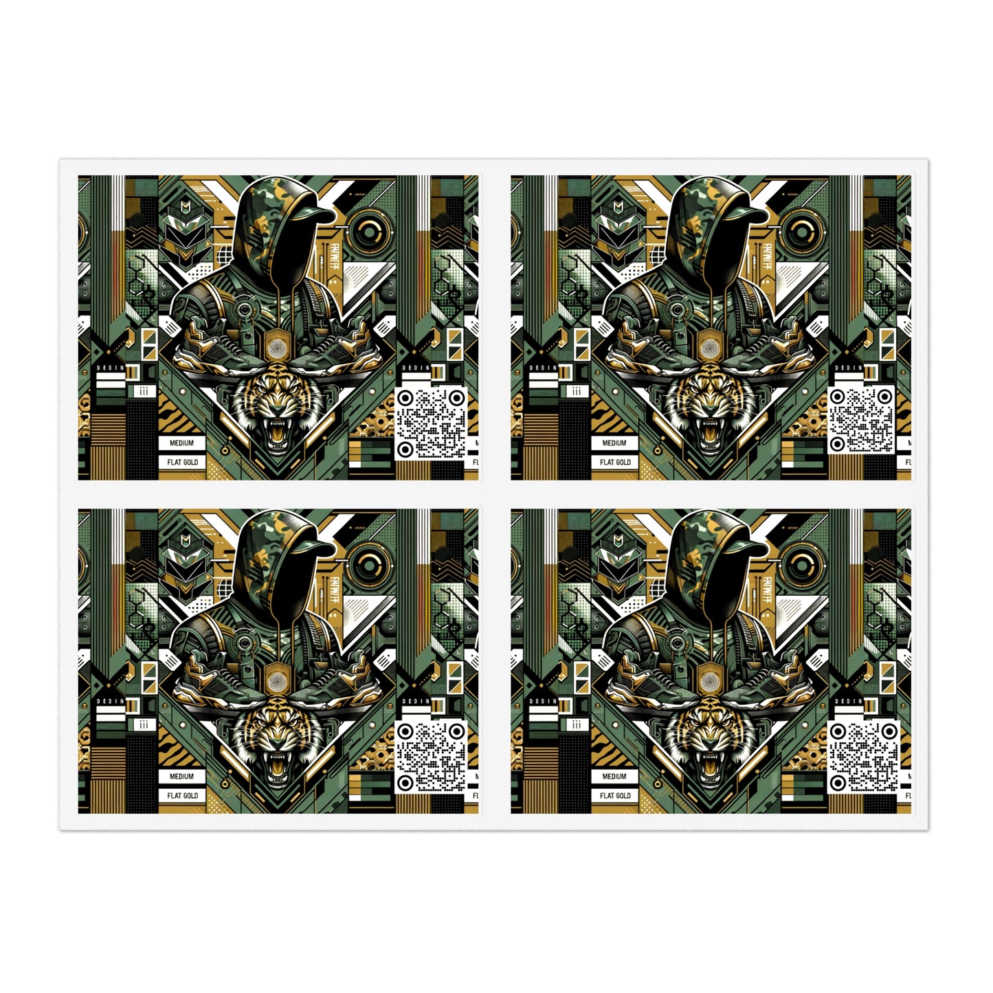 Neo-Camo Fusion Tech-Forward Streetwear Sticker Sheets - 8404 Design-64
