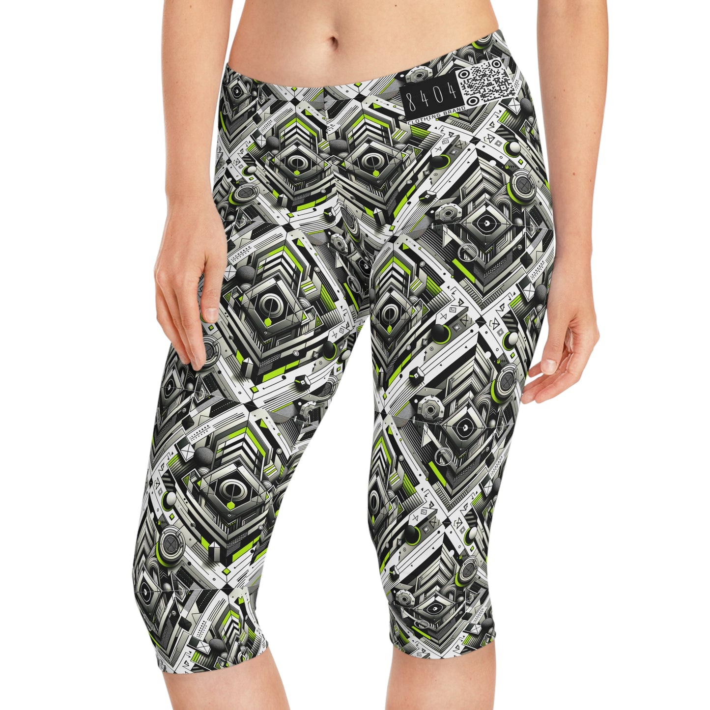 Elevated Sporty Tech Tech-Forward Streetwear Women's Capri Leggings - 8404 Design-70