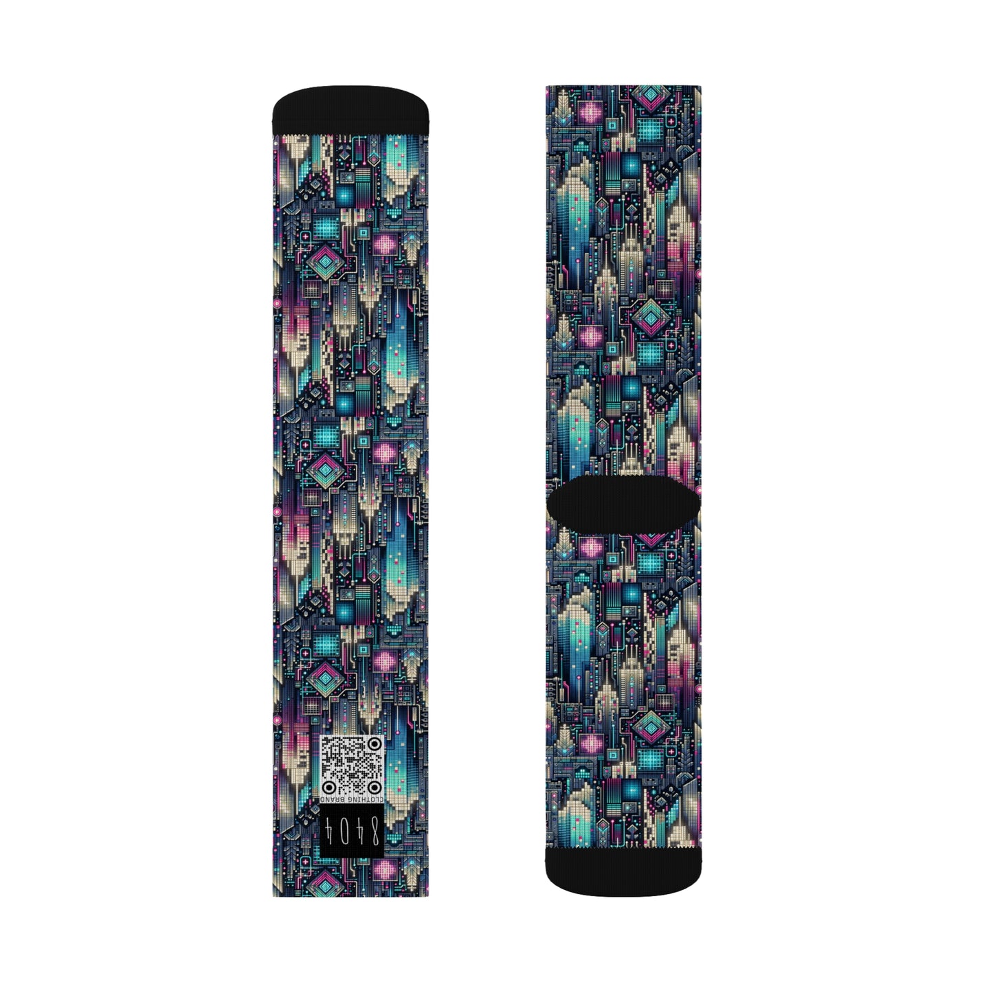 Digital Renaissance Tech-Forward Maximalism Sublimation Socks - 8404 Design-56