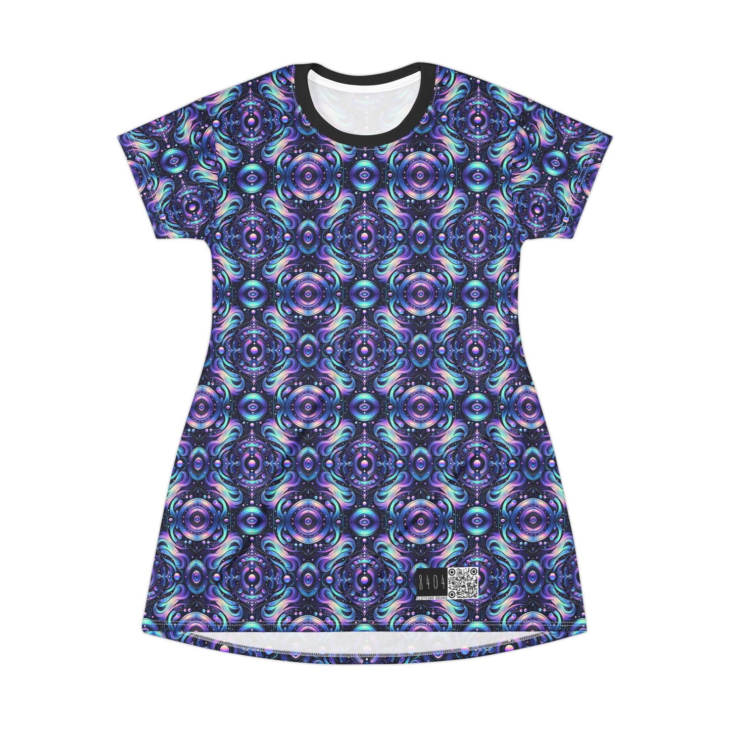 Iridescent Tech Fusion Tech-Forward Streetwear T-Shirt Dress - 8404 Design-62