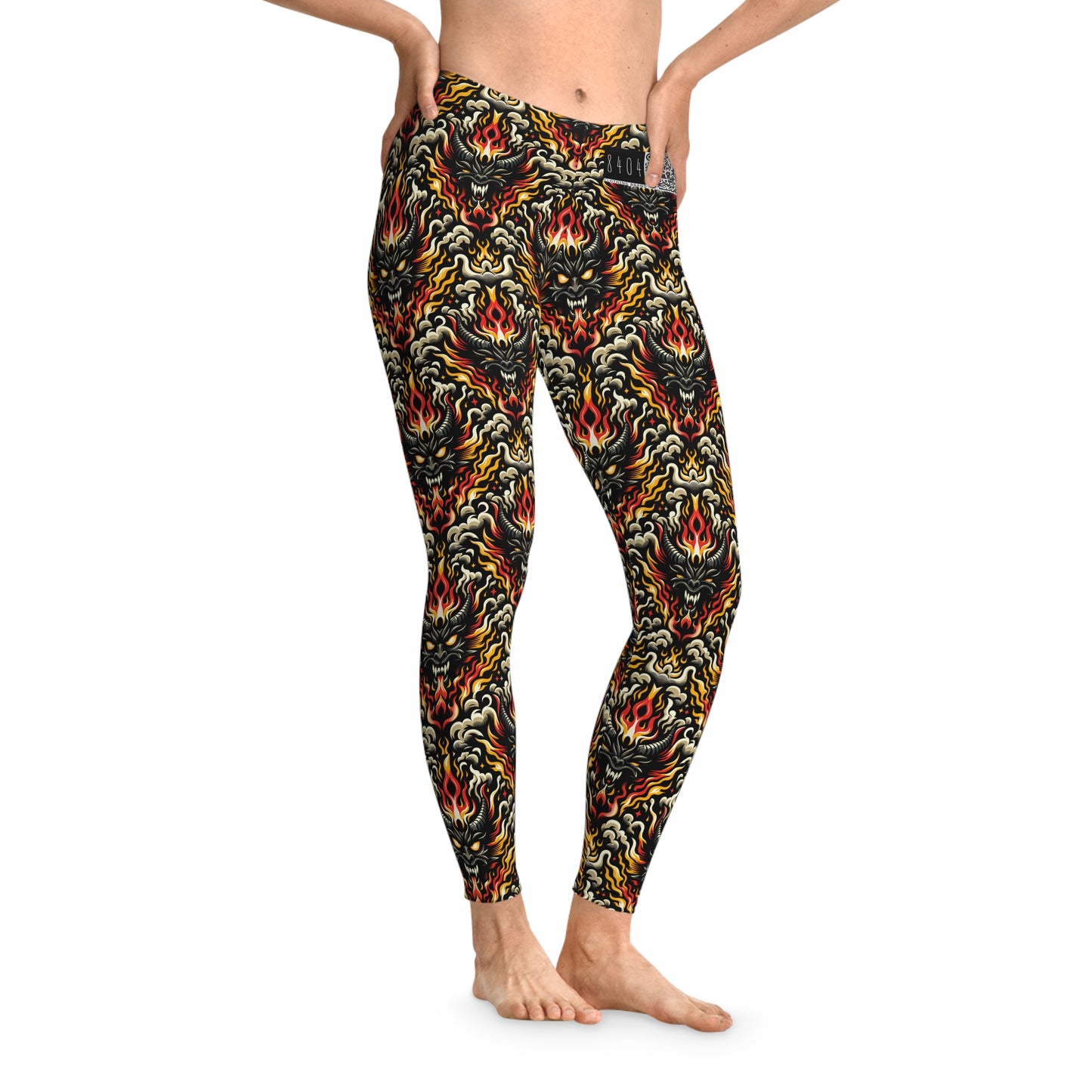 Flame Graphics Maximalist Streetwear Stretch Leggings - 8404 Design-59