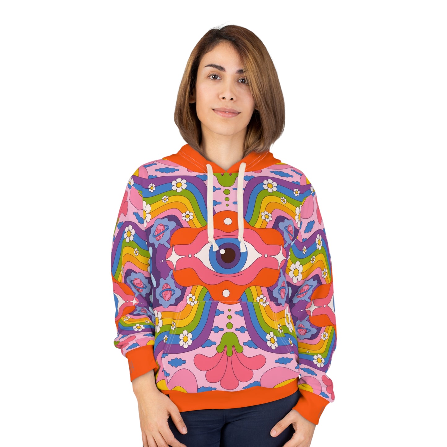 8404's Unisex Adult "the Eye of Trance in Orange" Fashion Pullover Hoodie