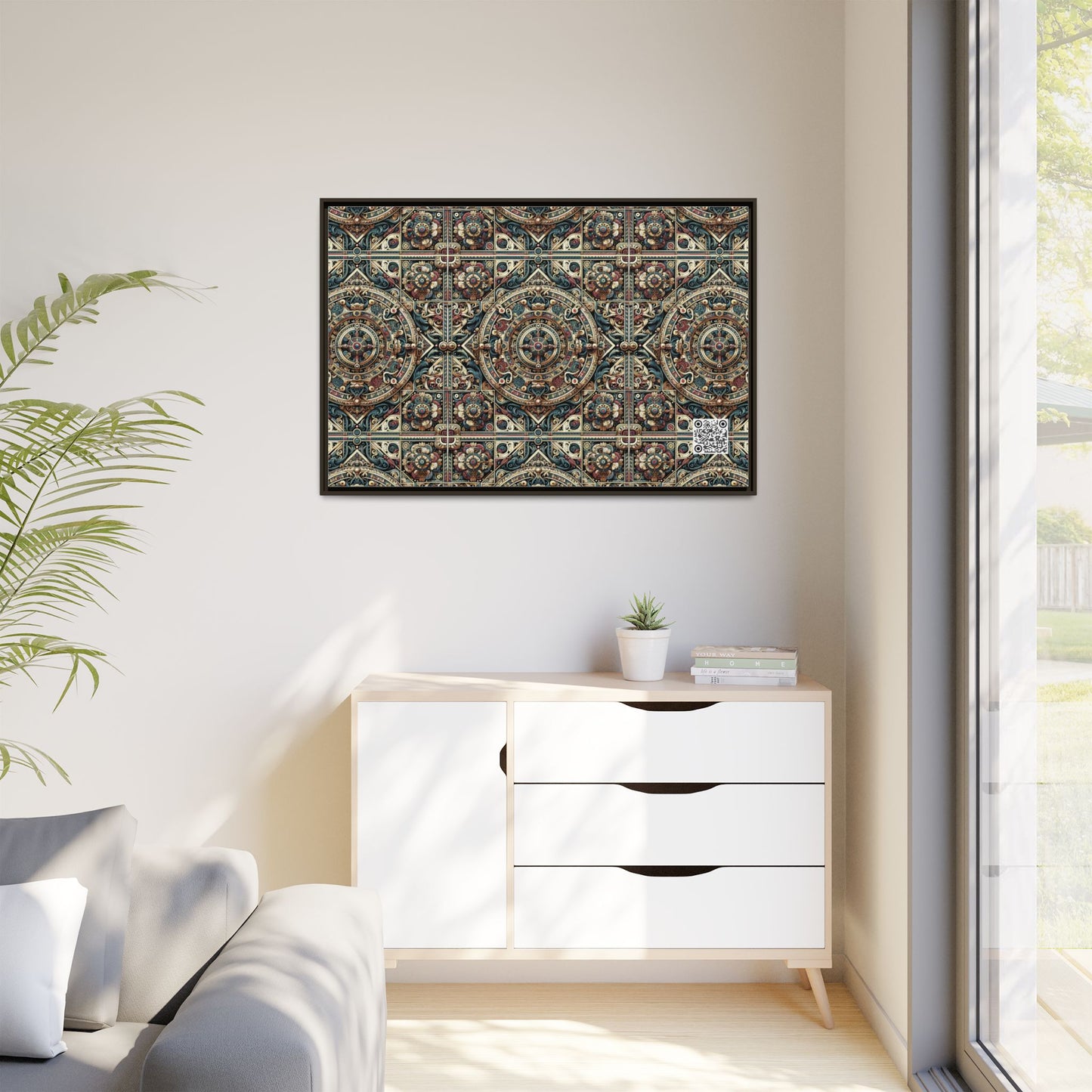 Urban Renaissance Historical Fusion With Street Edge Matte Canvas, Framed (multi-Color) - 8404 Design-57 A