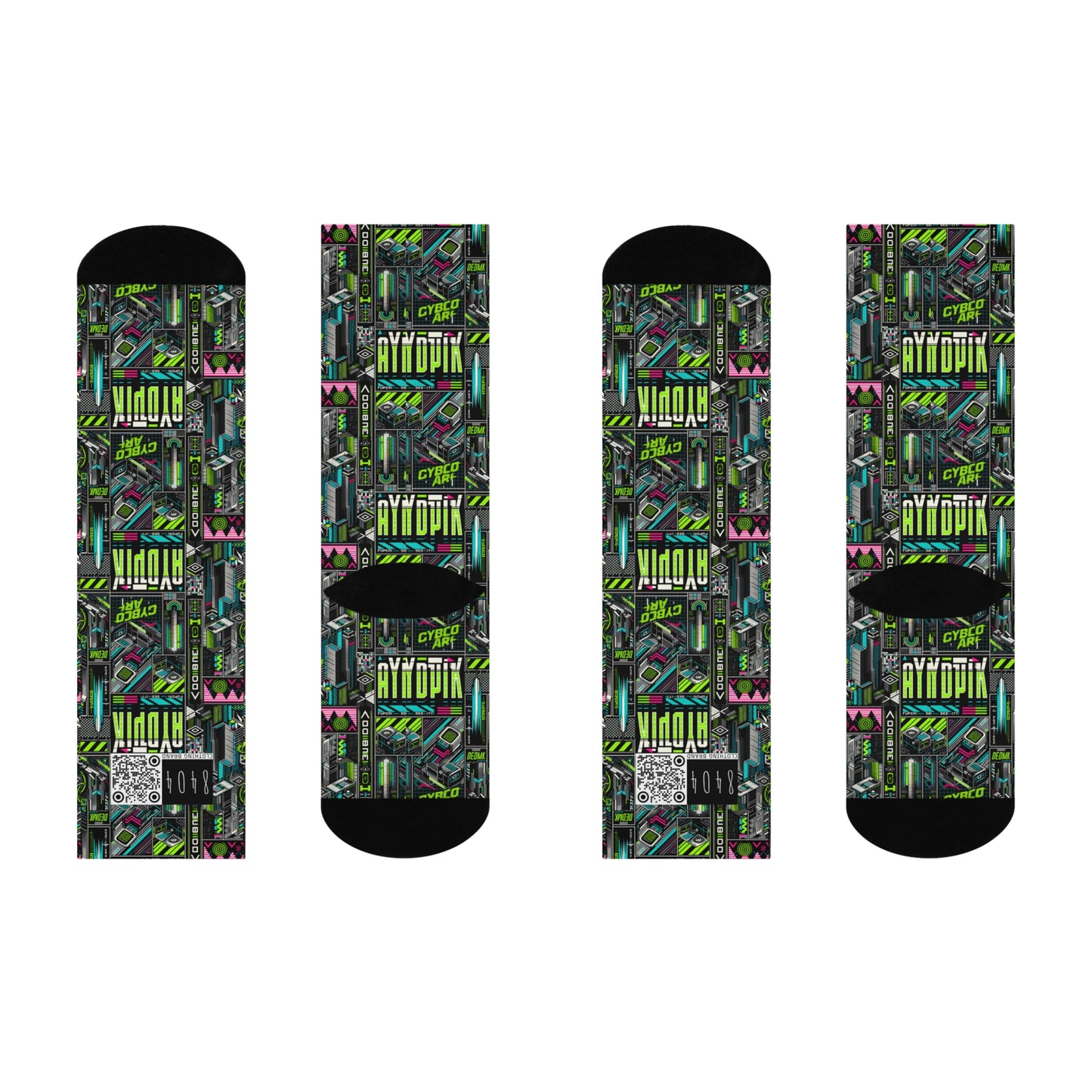 Tech-Forward Graphics Tech-Inspired Streetwear Cushioned Crew Socks - 8404 Design-46