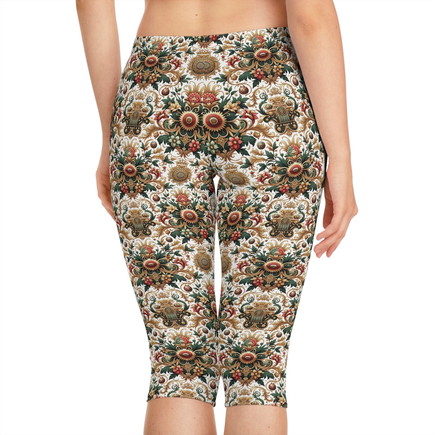 Monogram Madness Luxurious Streetwear Women's Capri Leggings - 8404 Design-68