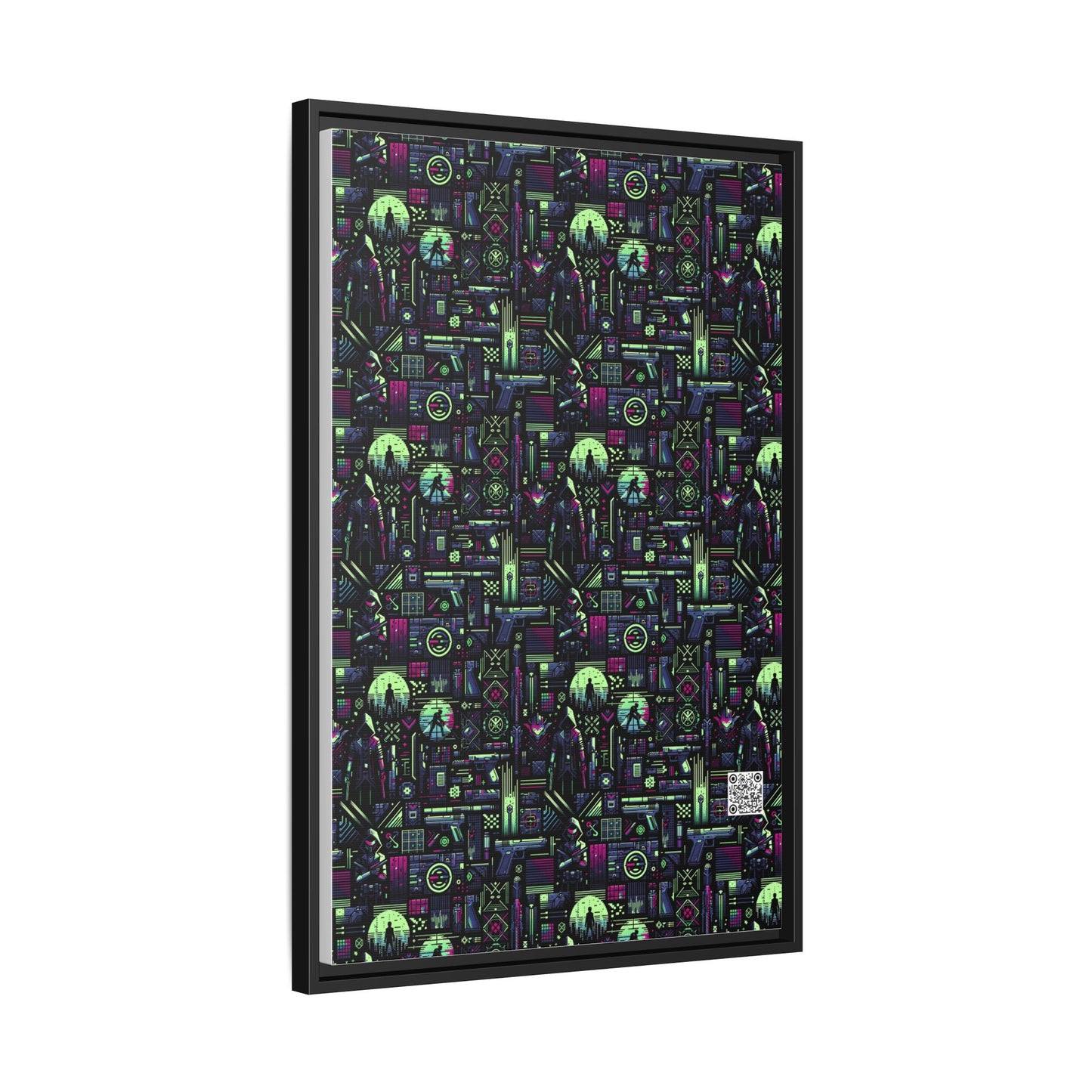 Tech Noir Futuristic Cyberpunk Matte Canvas, Framed (multi-Color) - 8404 Design-63 A