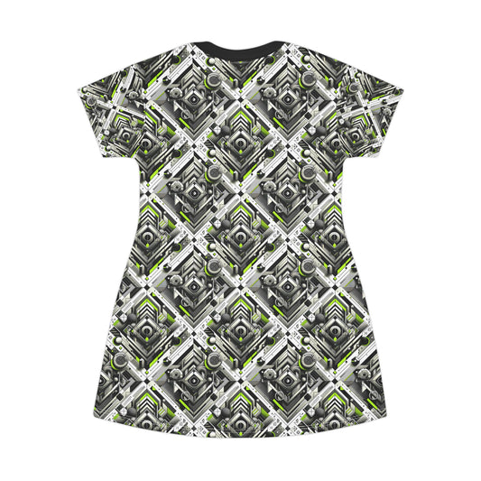 Elevated Sporty Tech Tech-Forward Streetwear T-Shirt Dress - 8404 Design-70