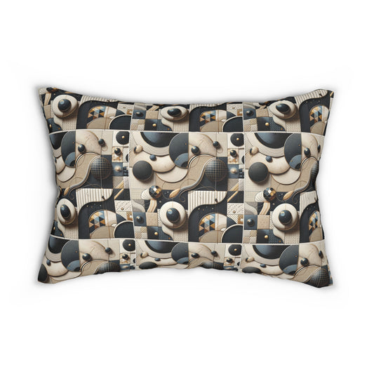 Tech-forward Luxe Streetwear Tech Luxe Fusion Spun Polyester Lumbar Pillow - 8404 Design-71 B