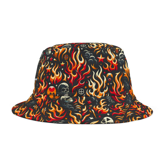 Flame Graphics Maximalist Streetwear Bucket Hat - 8404 Design-76