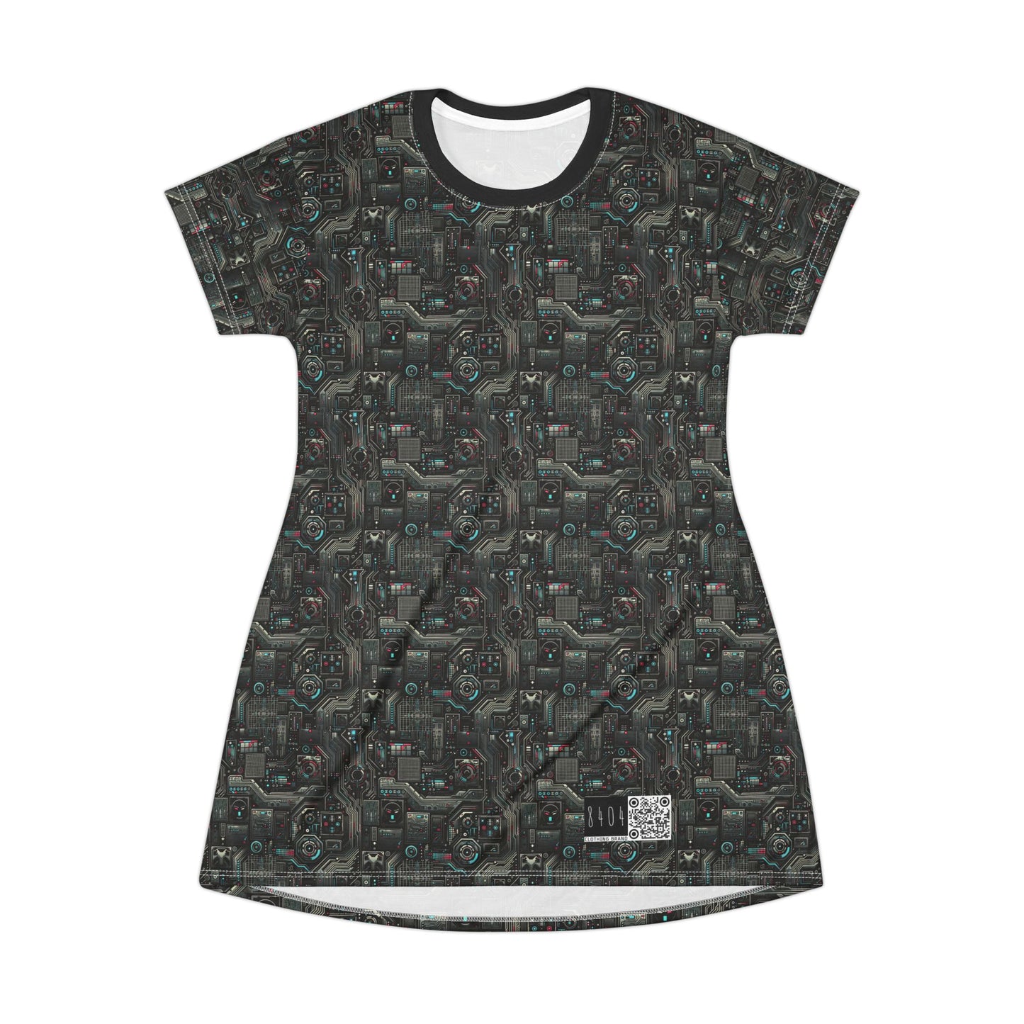 Tech Noir Aesthetics Sleek Tech Streetwear T-Shirt Dress - 8404 Design-52