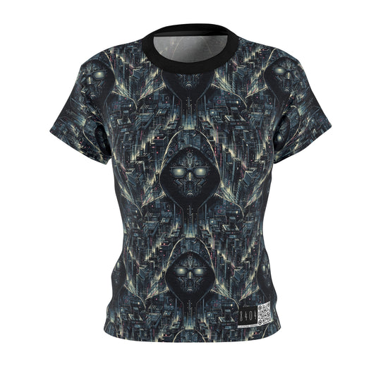 Tech Noir Aesthetics Sleek Tech Streetwear Women's Cut & Sew Tee - 8404 Design-56