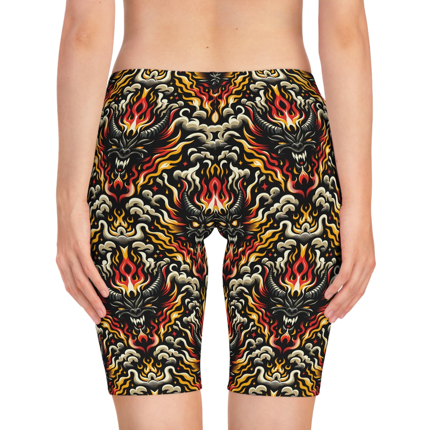 Flame Graphics Maximalist Streetwear Women's Bike Shorts - 8404 Design-59
