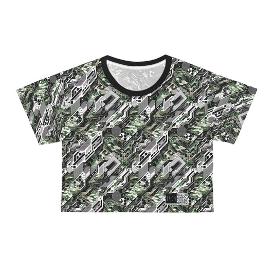 Tech Camo Fusion Tech-Forward Streetwear With a Futuristic Edge Crop Tee - 8404 Design-46