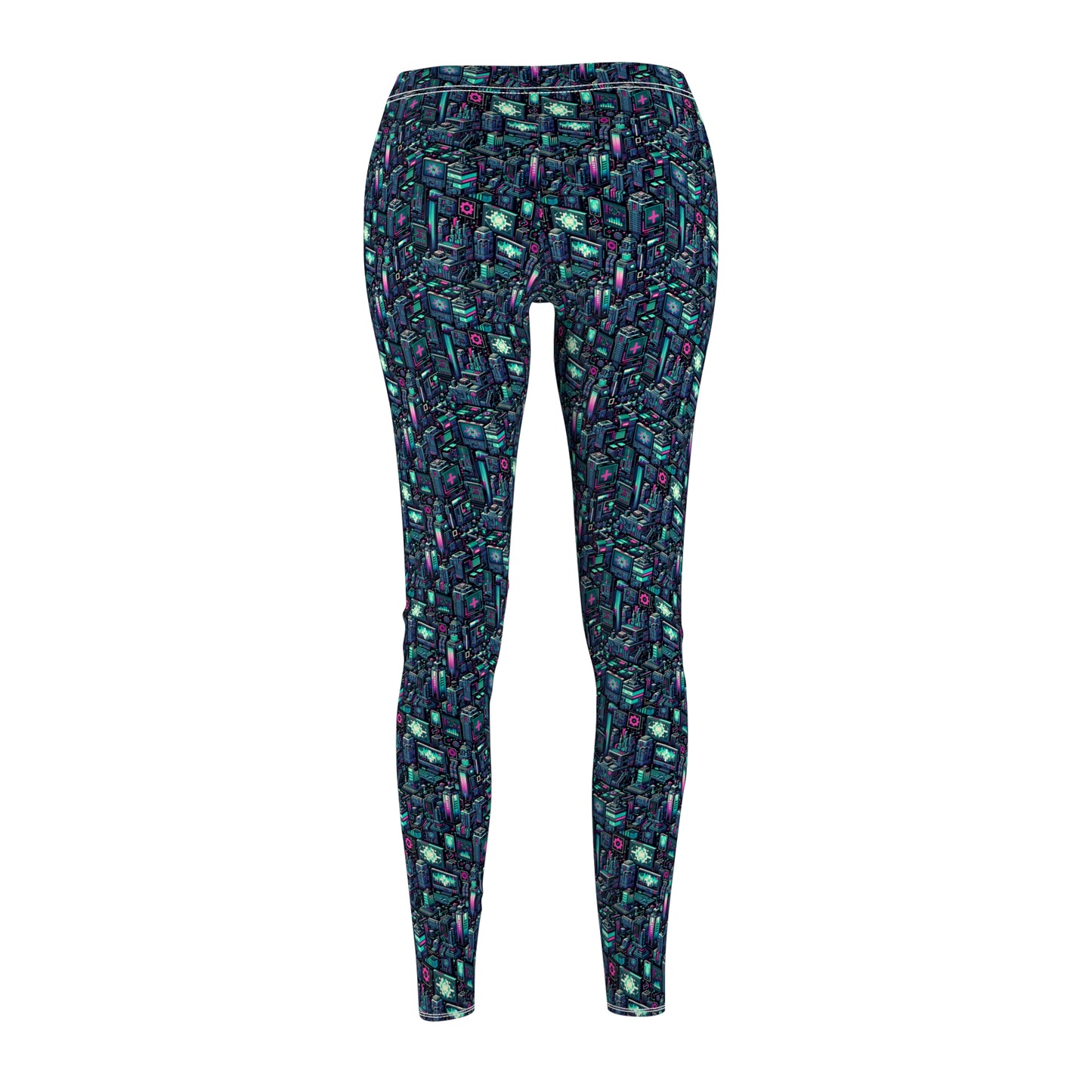 Digital Rebellion Tech-Inspired Streetwear Women's Cut & Sew Casual Leggings - 8404 Design-58
