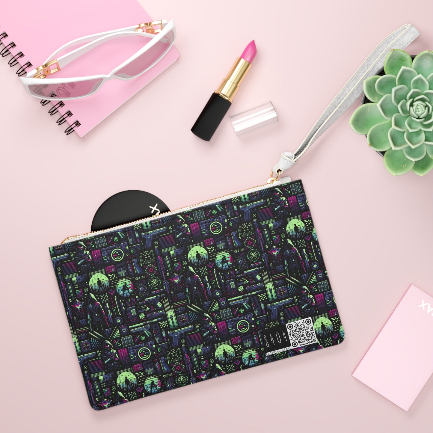 Tech Noir Futuristic Cyberpunk Clutch Bag - 8404 Design-63