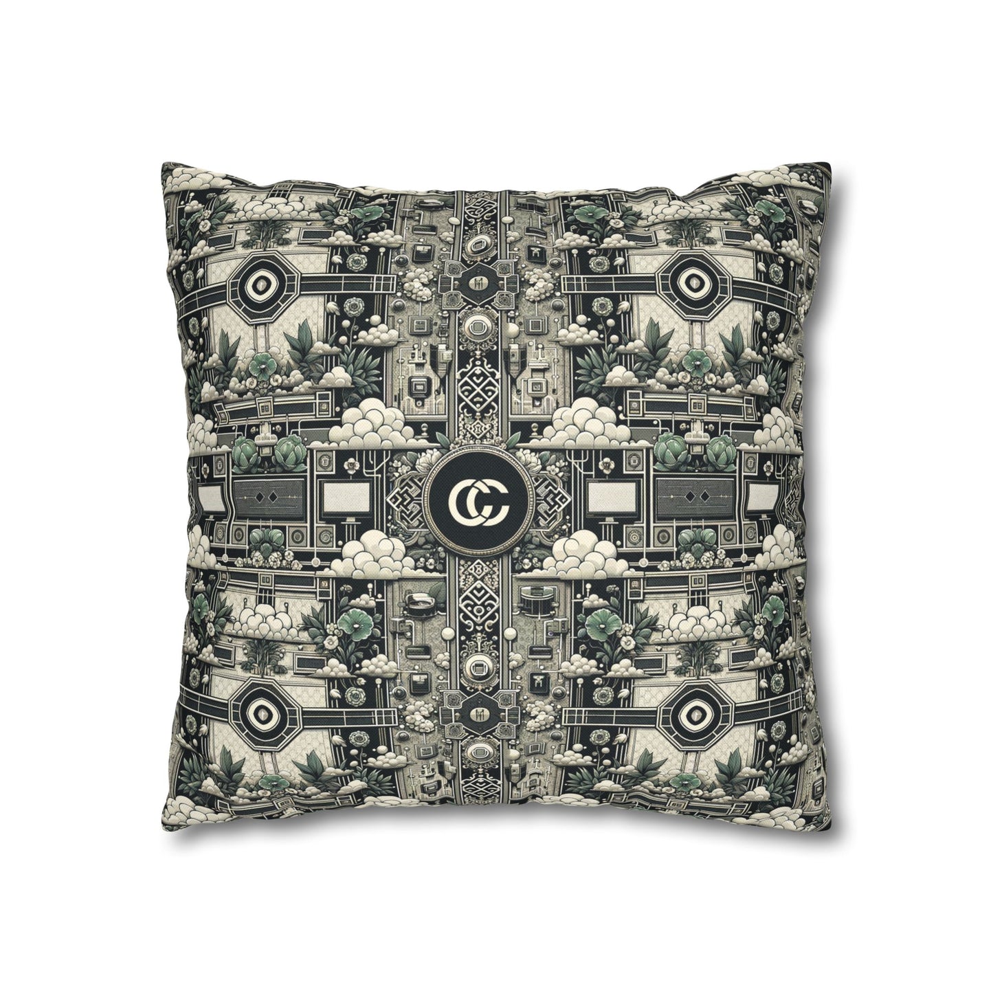 Cyber Garden Party Tech Garden Extravaganza Spun Polyester Square Pillowcase - 8404 Design-54