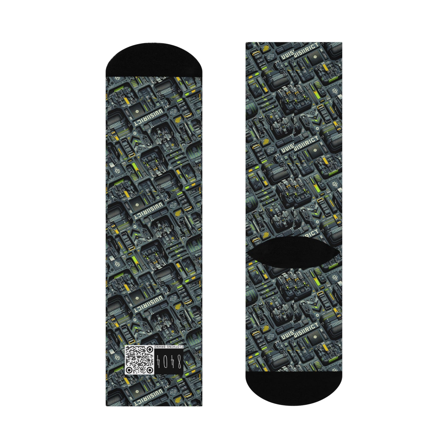 Tech Utility Streetwear Futuristic Tech-Forward Cushioned Crew Socks - 8404 Design-47