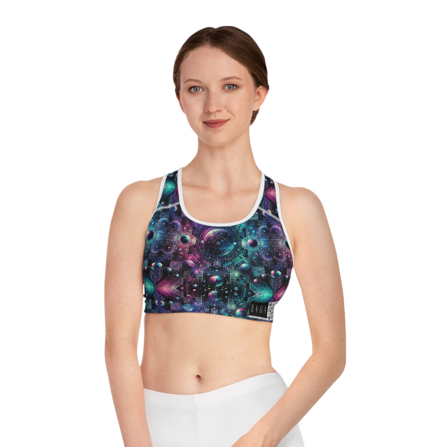 Galactic Hues Tech-Forward Cosmic Fusion Sports Bra - 8404 Design-59