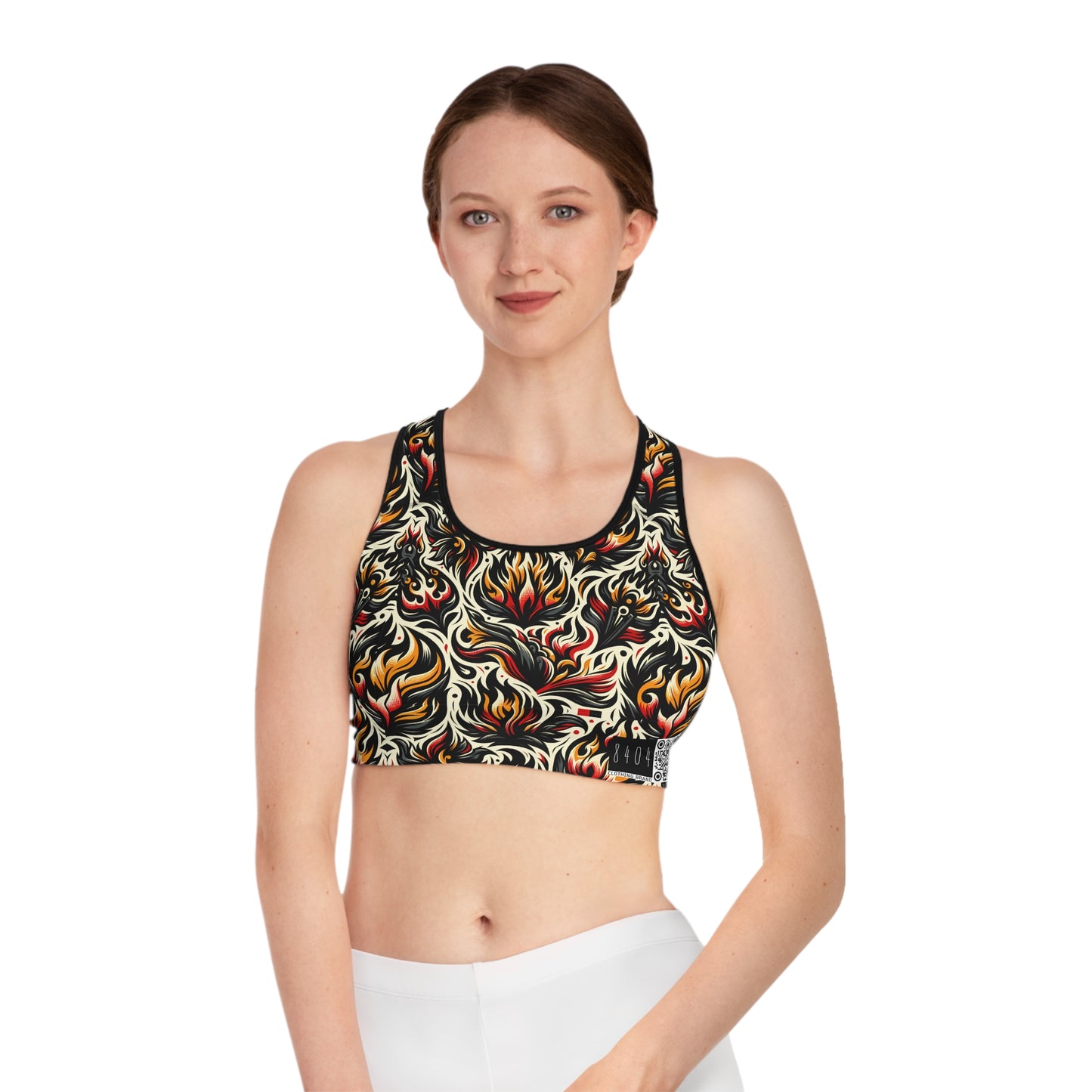 Fire & Flames Bold Streetwear Statement Sports Bra - 8404 Design-57