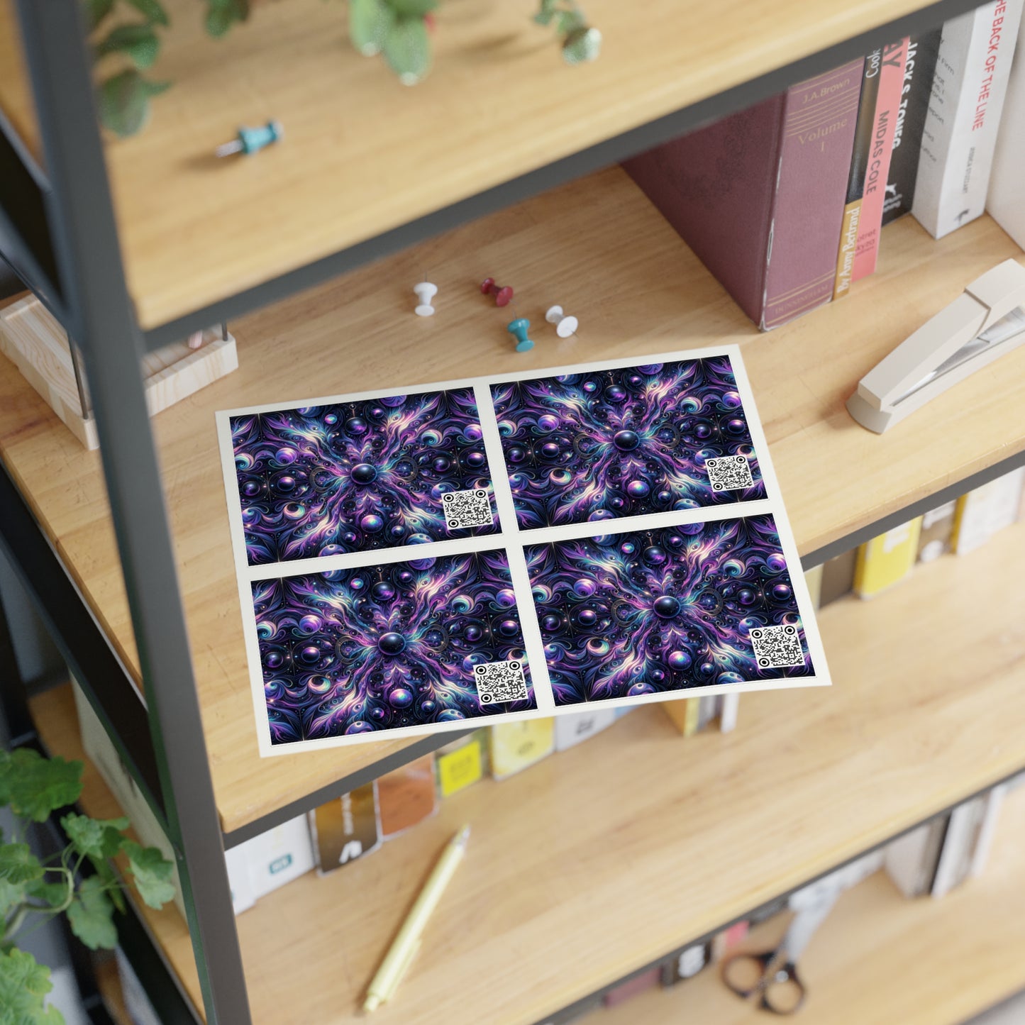 Galactic Hues Tech-Forward Cosmic Fusion Sticker Sheets - 8404 Design-41