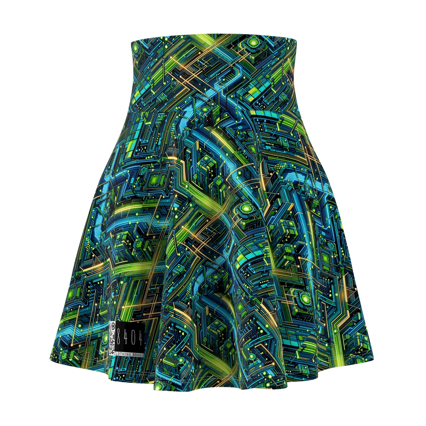 Tech-Infused Neon Tech-Forward Streetwear Women's Skater Skirt - 8404 Design-54