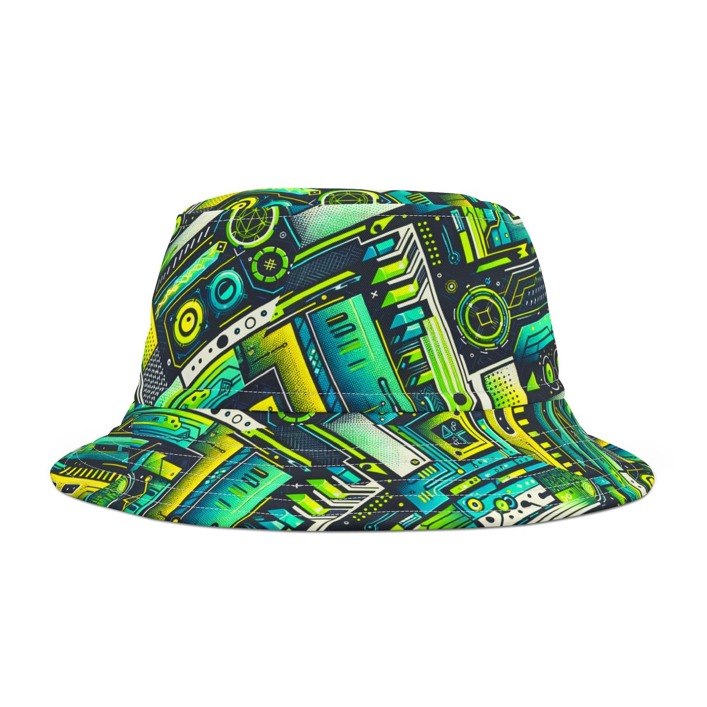 Tech-Infused Neon Tech-Forward Streetwear Bucket Hat - 8404 Design-52